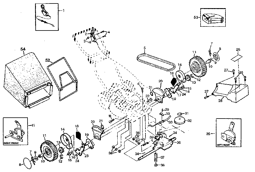 Drive Assembly Diagram and Parts List for 917372590  Craftsman Lawn Mower