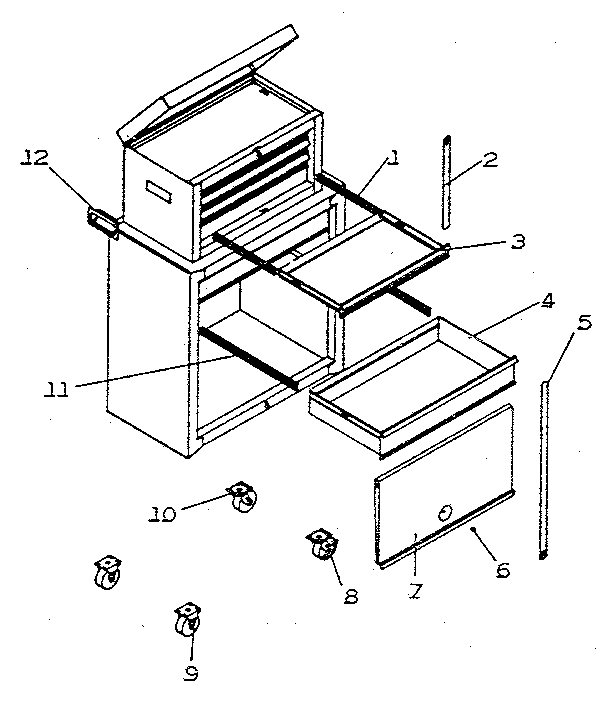 Unit Parts Diagram and Parts List for 706658090  Craftsman Tool Stand & Cart