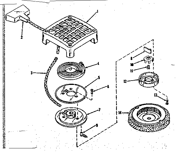 Rewind Starter No. 28630 Diagram and Parts List for 14352200  Craftsman Engine