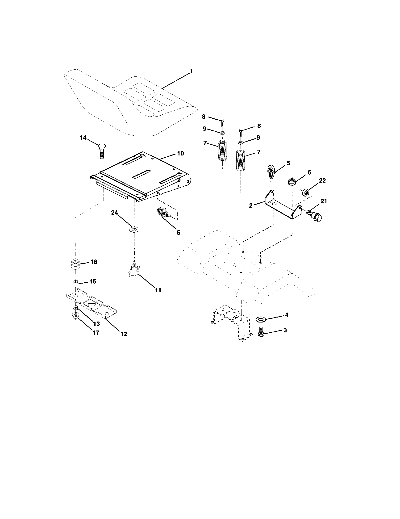 Seat Assembly Diagram and Parts List for 917273770  Craftsman Lawn Tractor