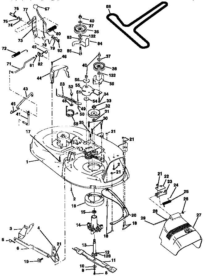 Mower Deck Diagram and Parts List for 917258504  Craftsman Lawn Tractor