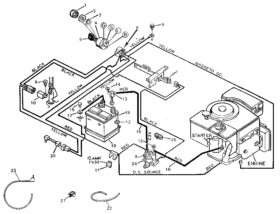 Wiring System Diagram and Parts List for 502254161  Craftsman Lawn Tractor
