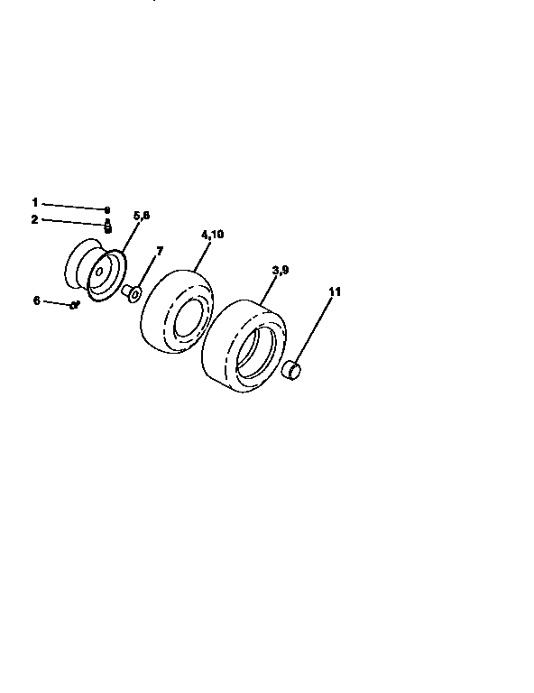 Wheels And Tires Diagram and Parts List for 917256812  Craftsman Lawn Tractor