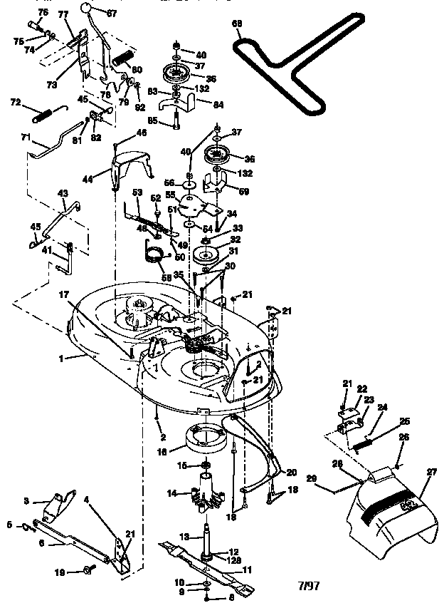 Mower Diagram and Parts List for 917258102  Craftsman Lawn Tractor