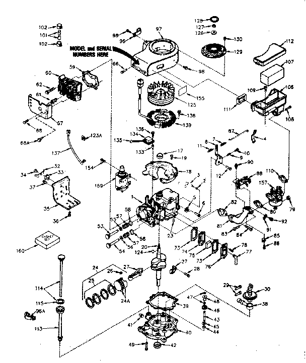 Engine Diagram and Parts List for 143376062  Craftsman Engine