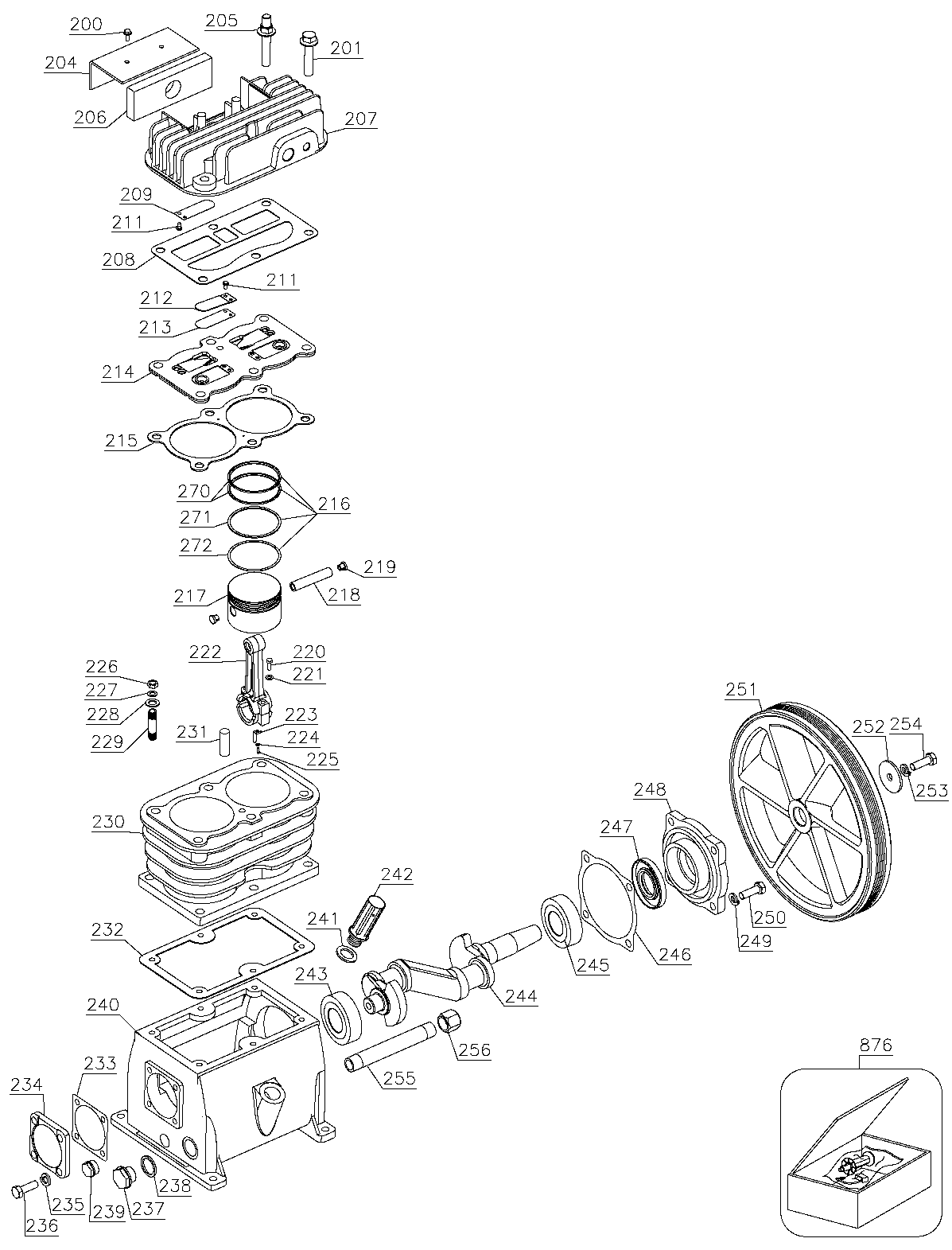 PUMP Diagram and Parts List for 919-18419 Type 3 Craftsman Compressor