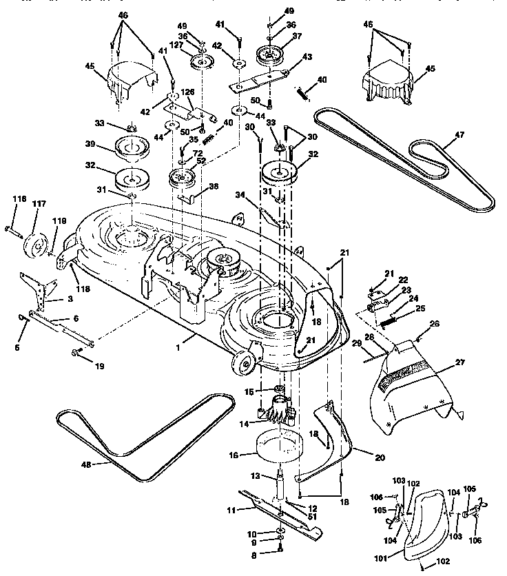 Mower Deck Diagram and Parts List for 917258691  Craftsman Lawn Tractor
