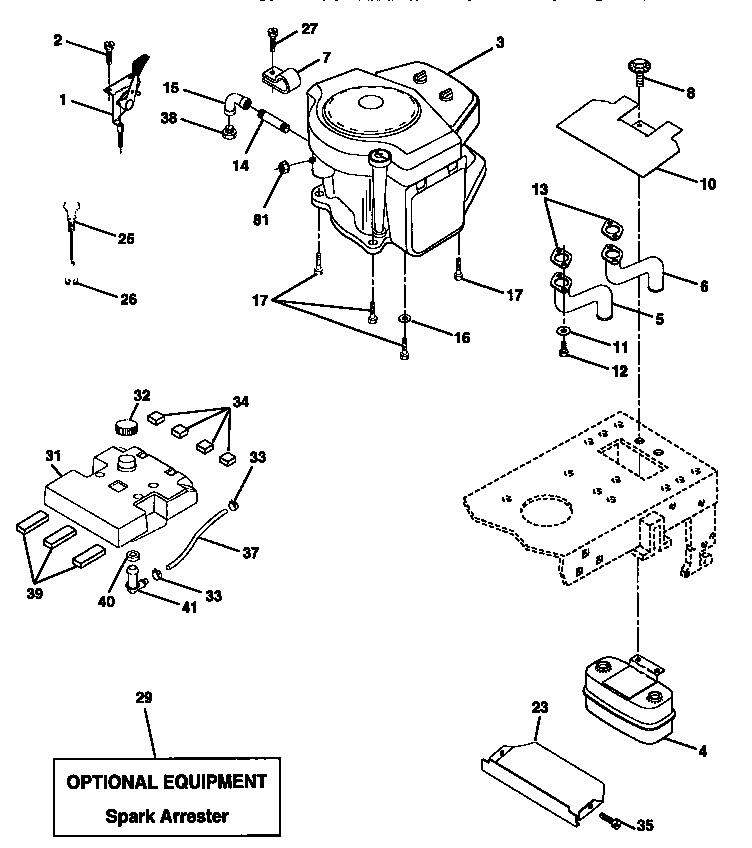 Engine Diagram and Parts List for 917259172  Craftsman Lawn Tractor