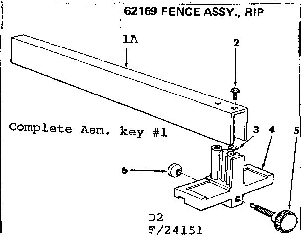 2 In Motorized Table Saw/fence Assy., Rip Diagram and Parts List for 113241510  Craftsman Table Saw