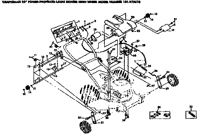 Handle Assembly Diagram and Parts List for 131973613  Craftsman Lawn Mower