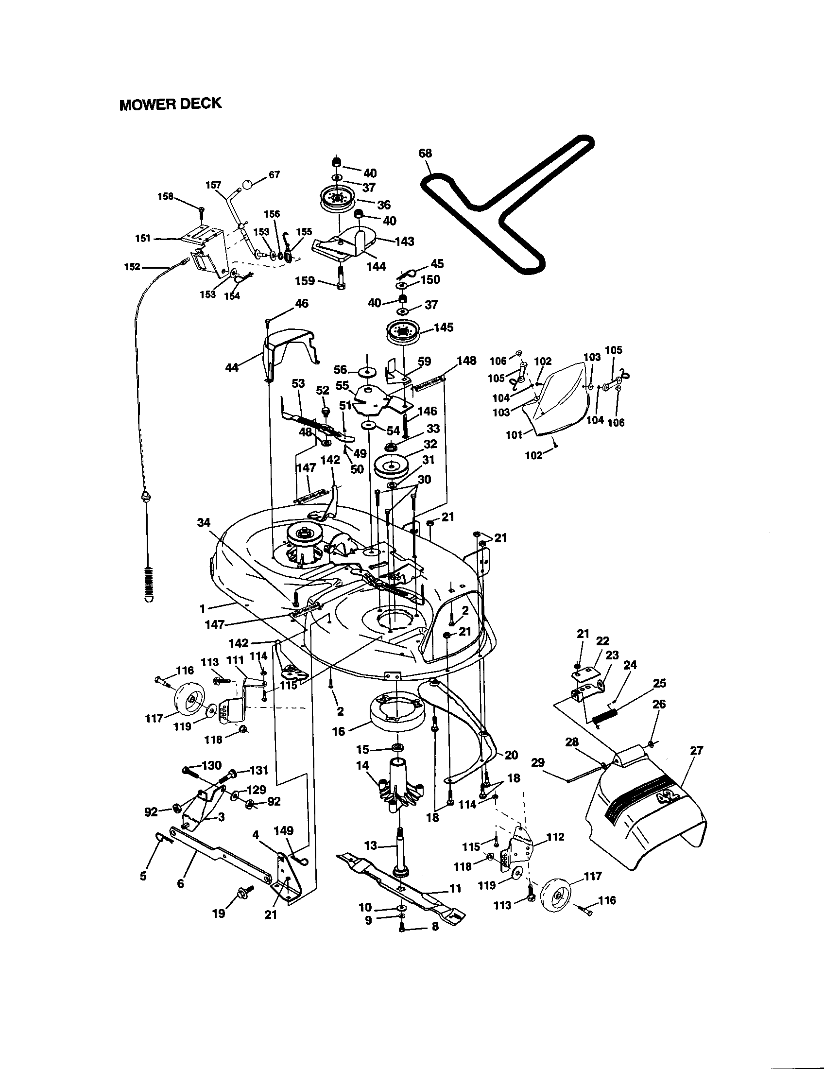 Mower Deck Diagram and Parts List for 917272063  Craftsman Lawn Tractor
