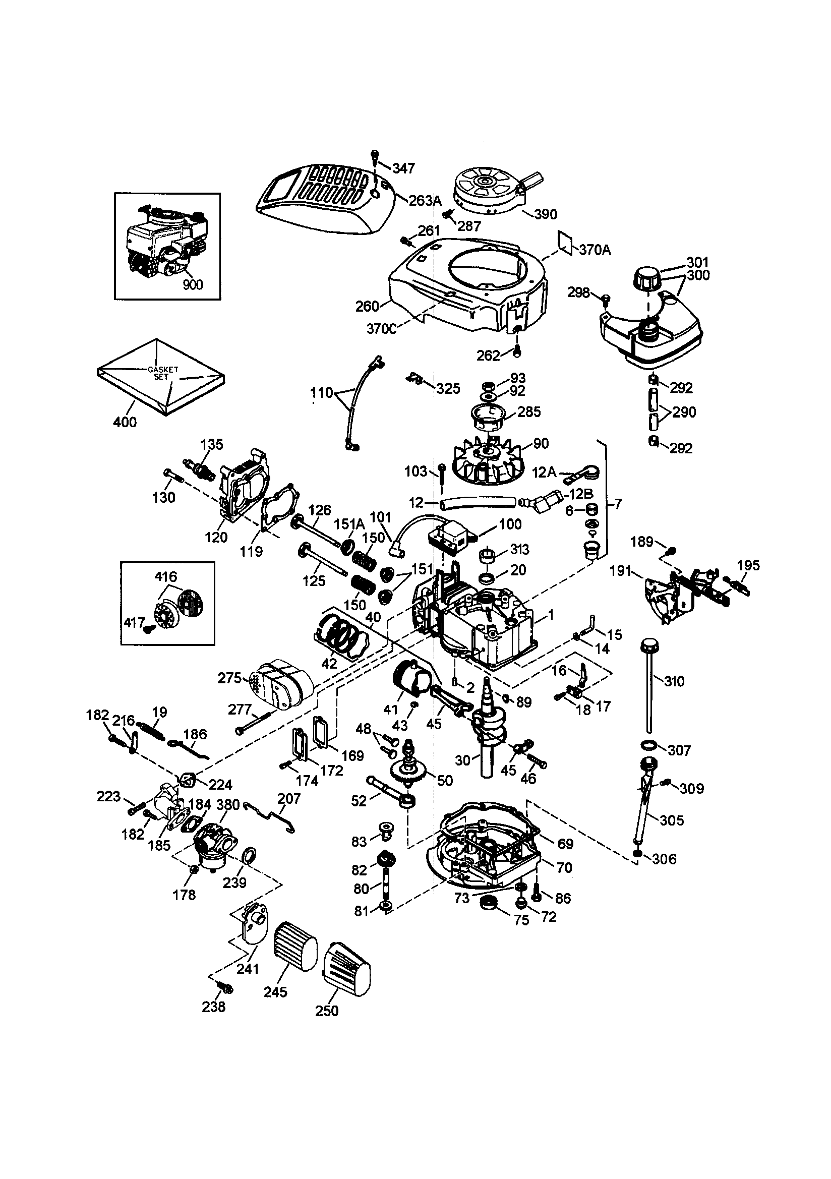 Craftsman 4-cycle Engine Diagram and Parts List for 143996510  Craftsman Engine