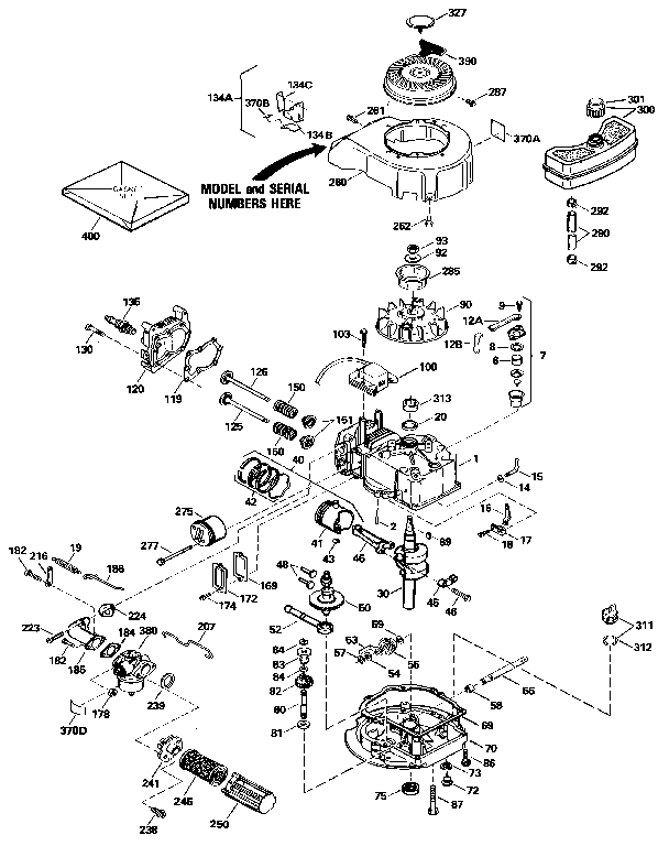 Replacement Parts Diagram and Parts List for 143424572  Craftsman Engine