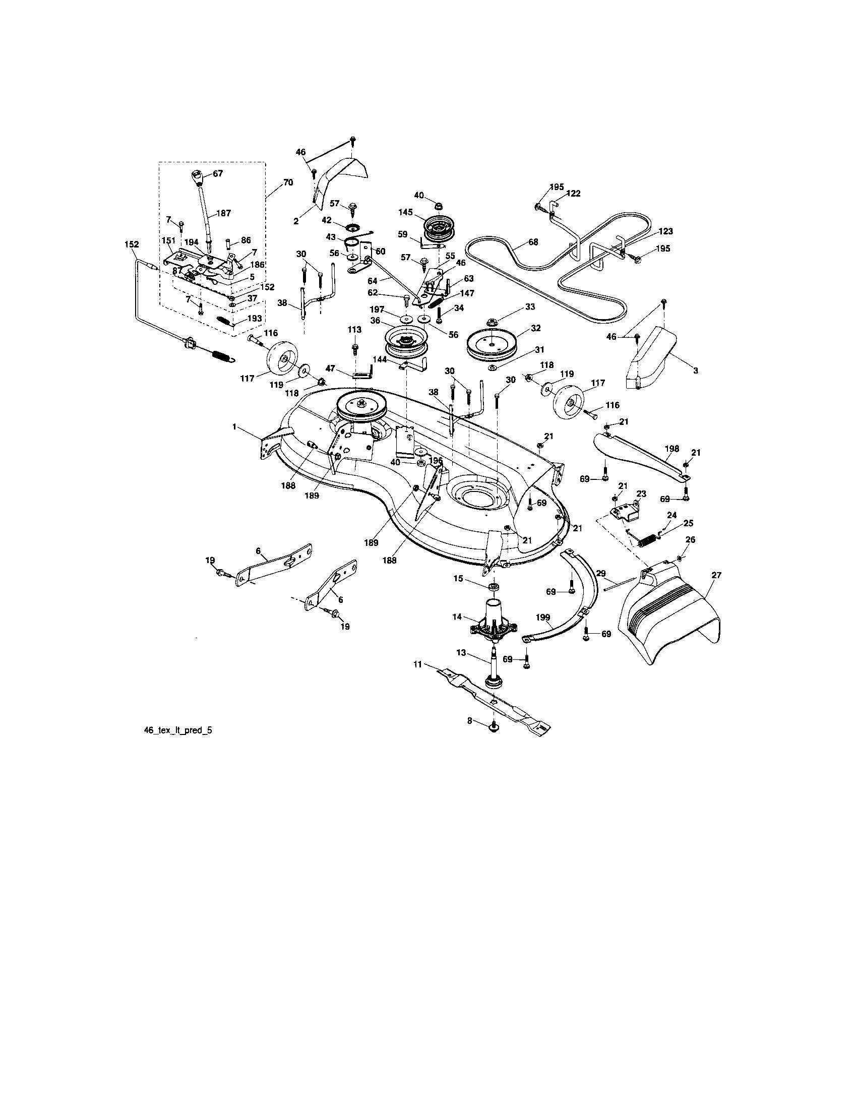 Mower Deck Diagram and Parts List for 917287230  Craftsman Lawn Tractor