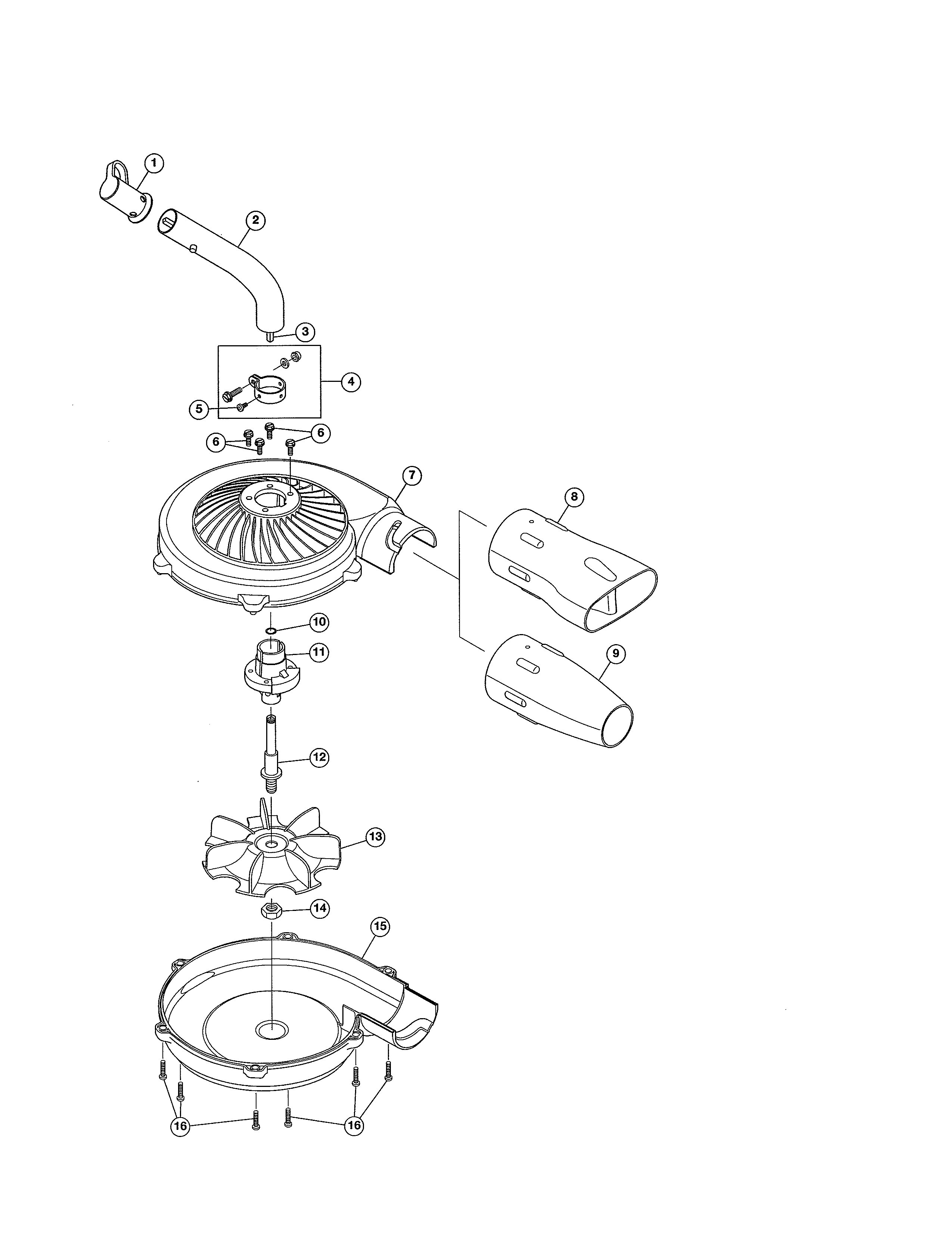 Blower Attachment Diagram and Parts List for 316794460  Craftsman Trimmer