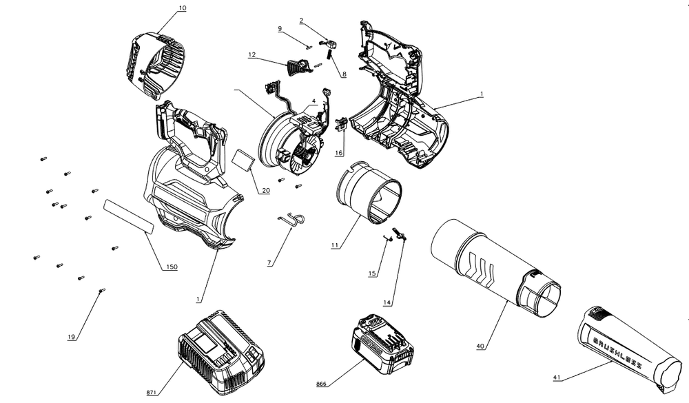 Diagram Diagram and Parts List for CMCBL720D2 Type 10 Craftsman Leaf Blower / Vacuum