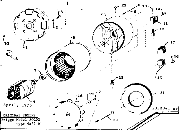 Stator Assembly Diagram and Parts List for 580320041  Craftsman Engine