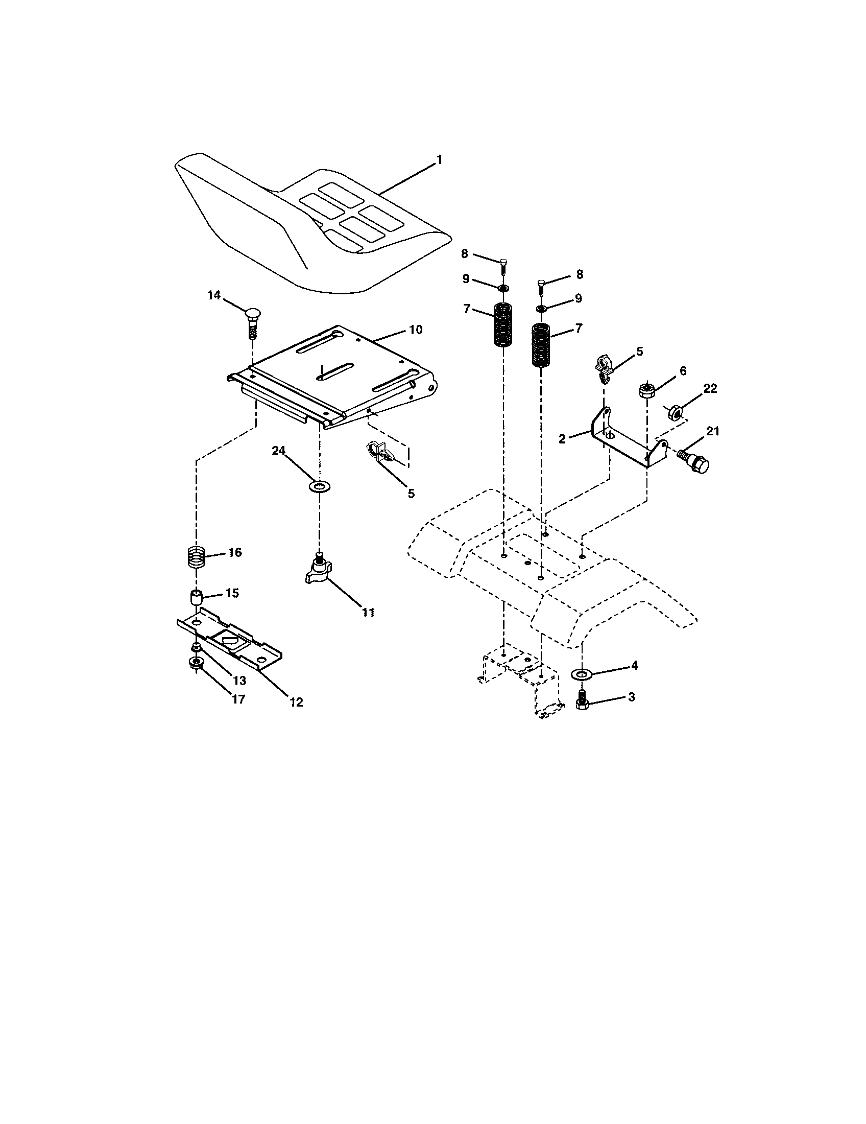Seat Diagram and Parts List for 917273134  Craftsman Lawn Tractor