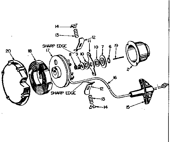 Rewind Starter Diagram and Parts List for 91760022  Craftsman Chainsaw