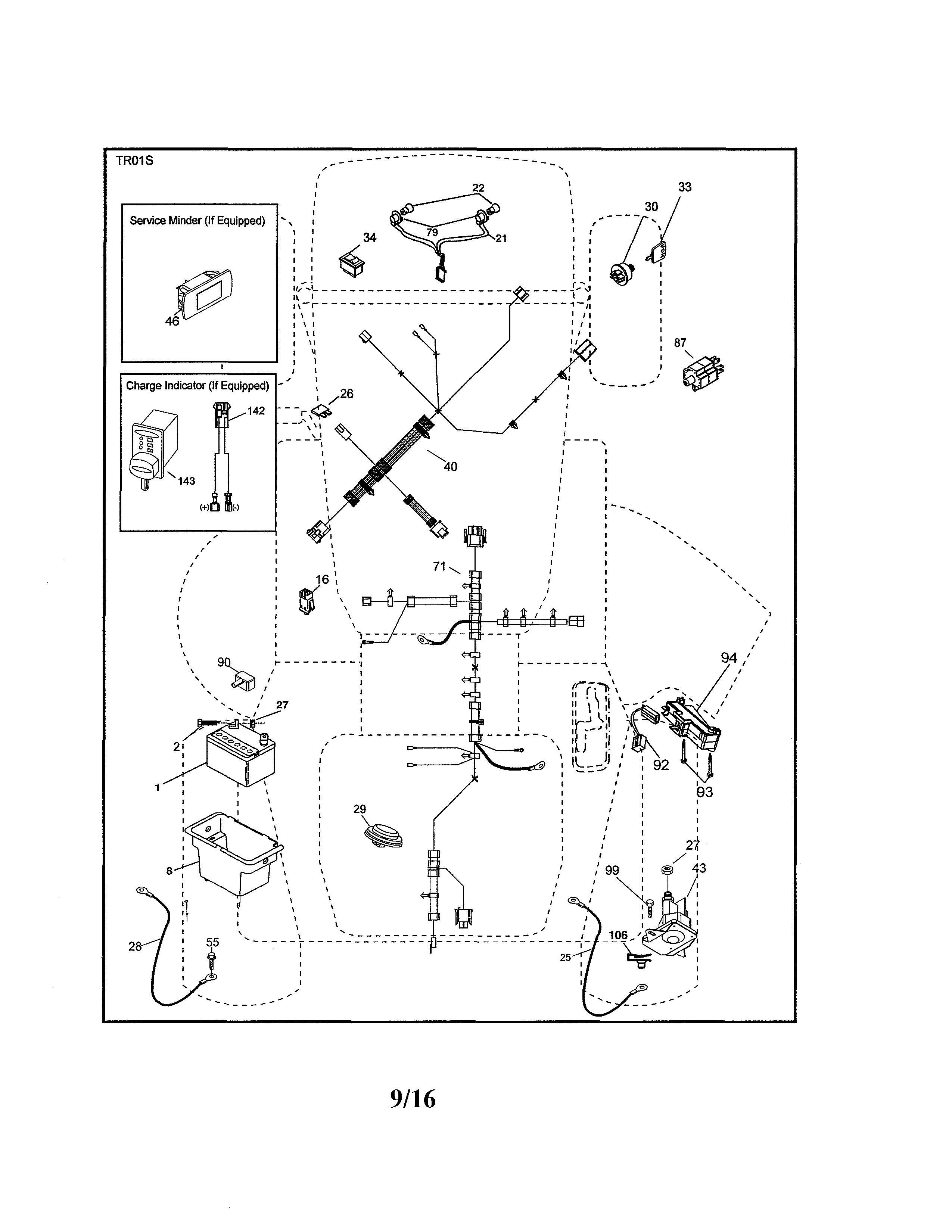 Electrical Diagram and Parts List for 917990470  Craftsman Lawn Tractor