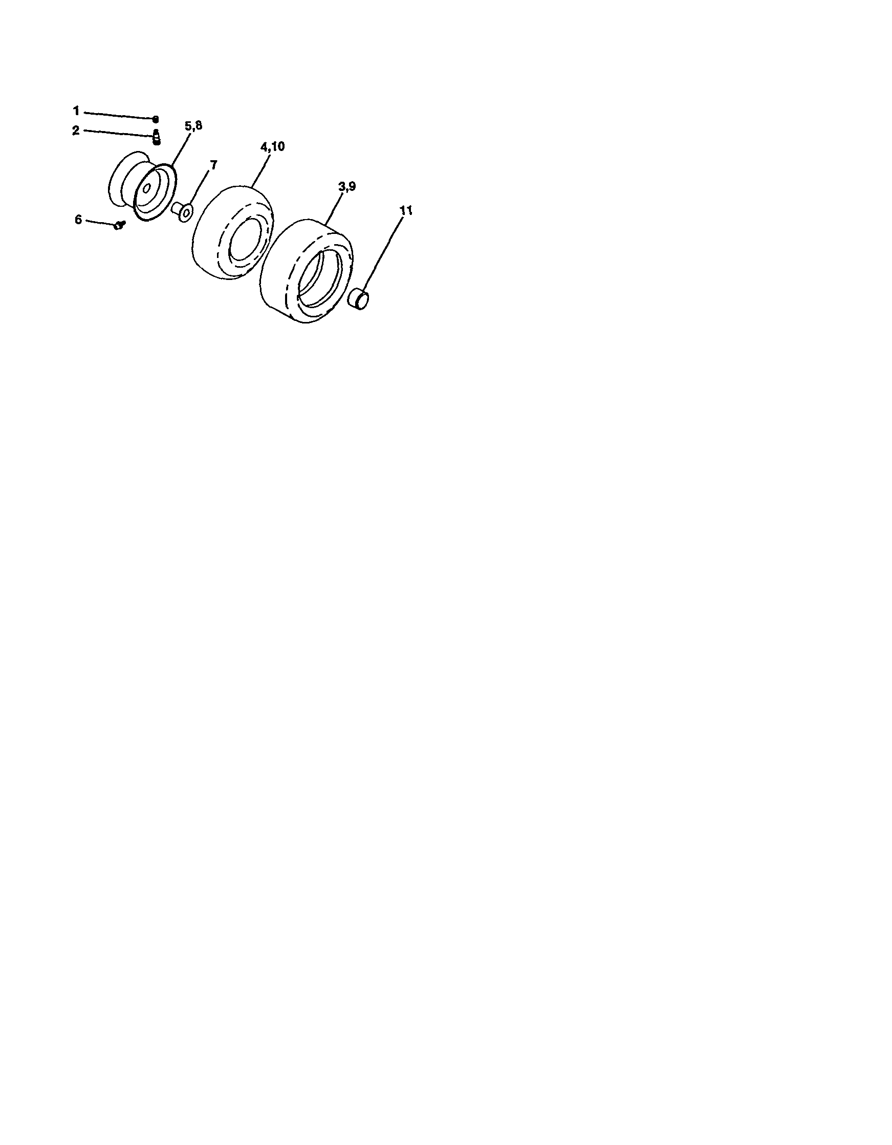 Wheels And Tires Diagram and Parts List for 917277312  Craftsman Lawn Tractor