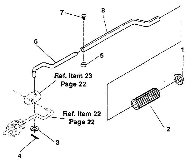 Chute Control Rod Diagram and Parts List for 536884420  Craftsman Snow Blower