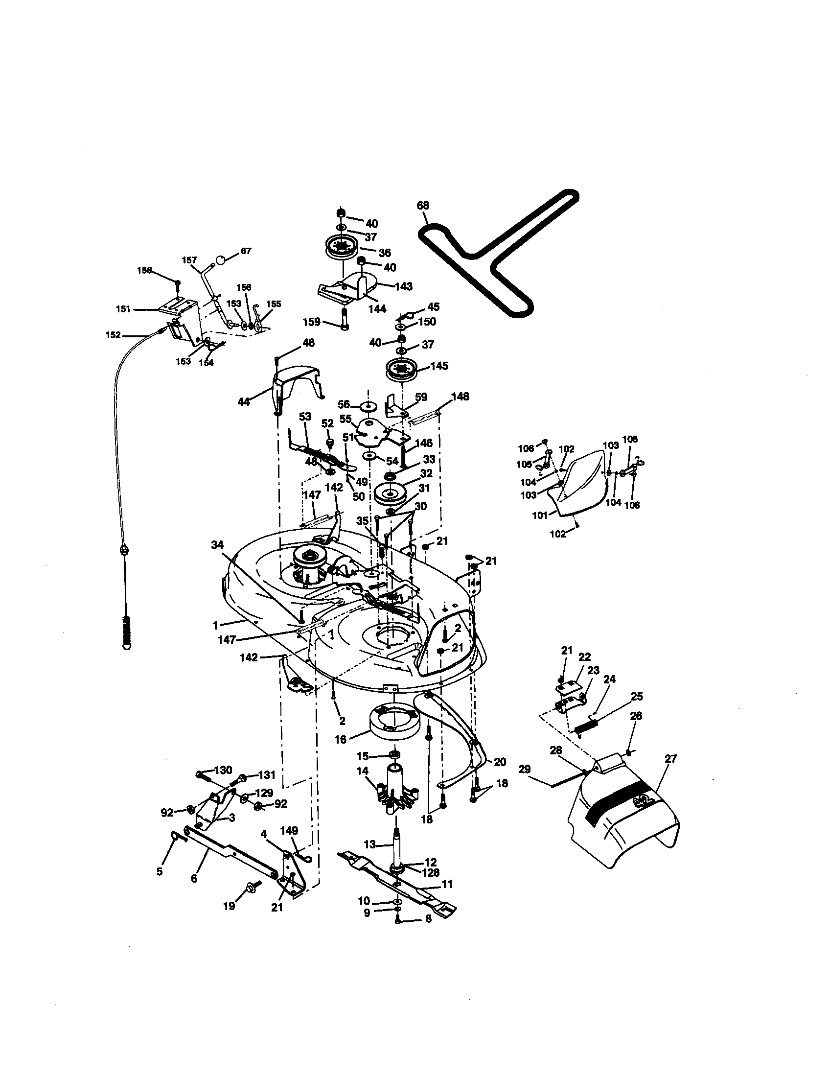 Mower Deck Diagram and Parts List for 917270681  Craftsman Lawn Tractor