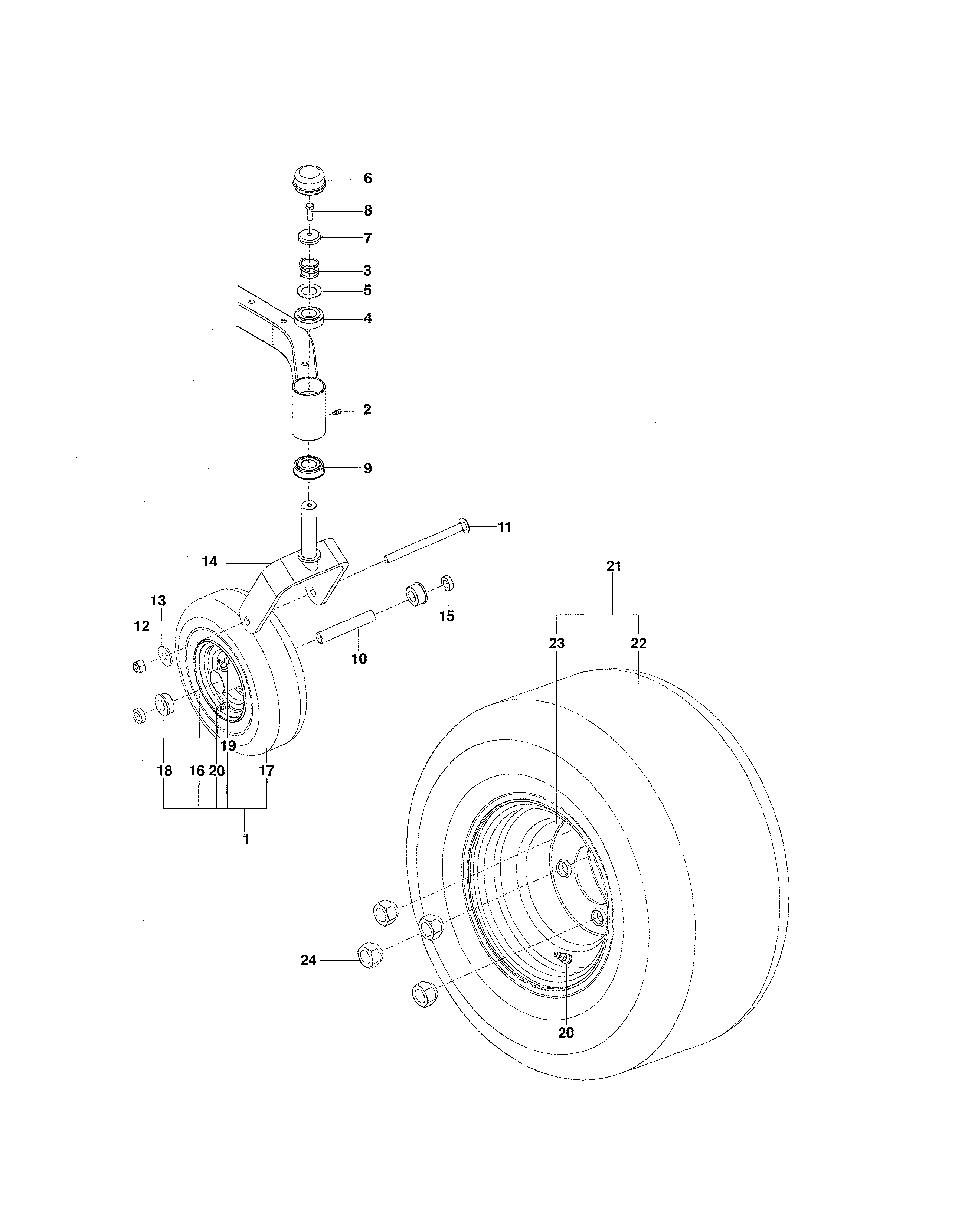 Wheels & Tires Diagram and Parts List for 917289821  Craftsman Engine