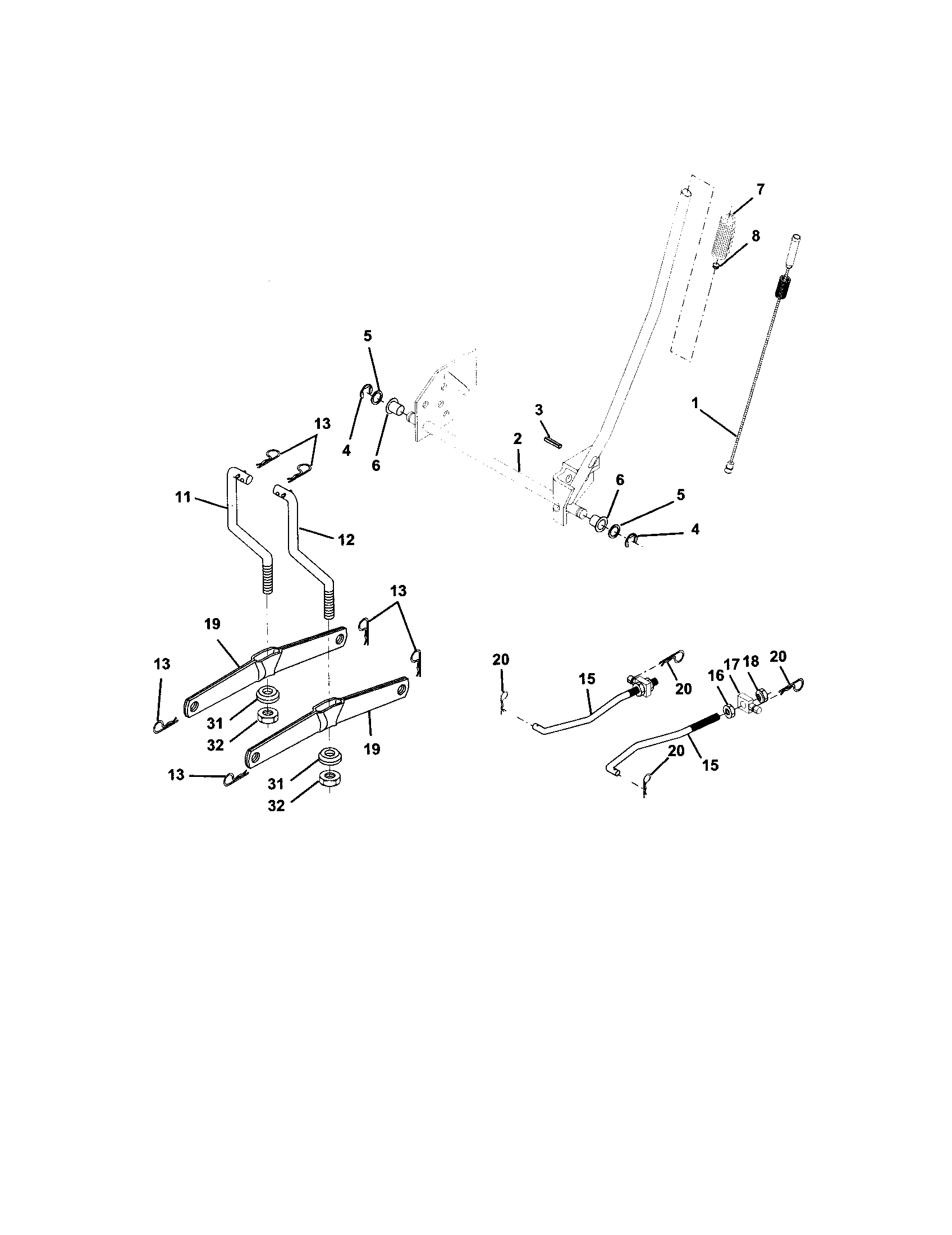 Lift Assembly Diagram and Parts List for 917273130  Craftsman Lawn Tractor