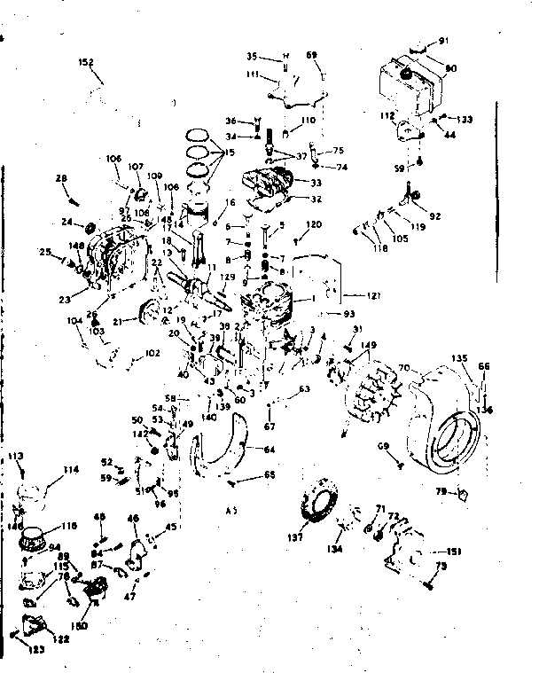 Basic Engine Diagram and Parts List for 143594102  Craftsman Engine