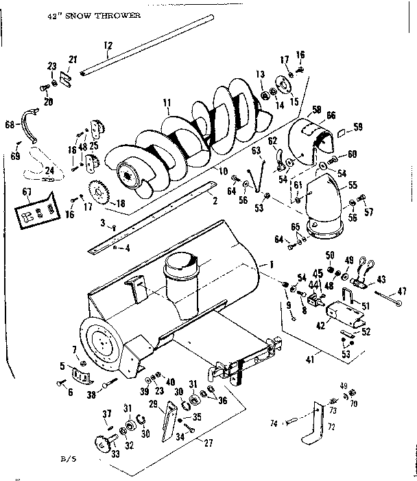 Auger  Assembly Diagram and Parts List for 84226005  Craftsman Snow Blower
