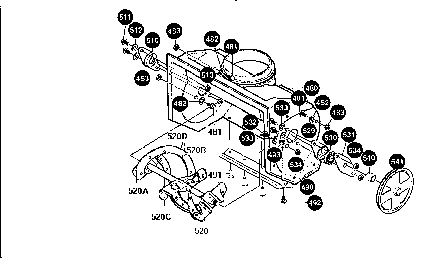 Auger And Housing Assembly Diagram and Parts List for 536886750  Craftsman Snow Blower