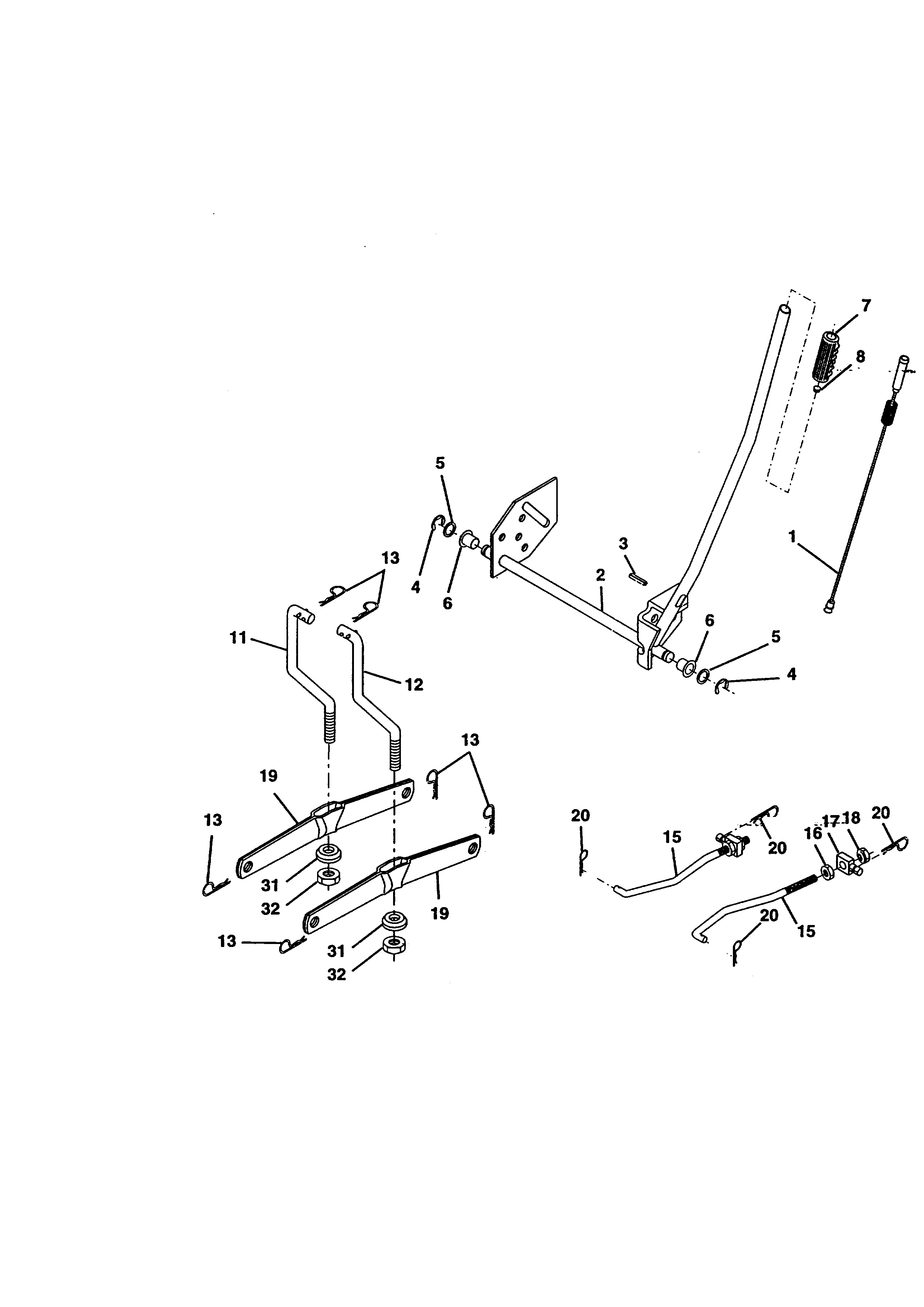 Lift Assembly Diagram and Parts List for 917270512  Craftsman Lawn Tractor