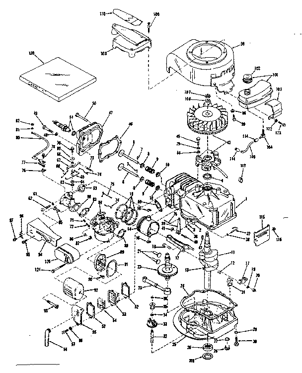 Basic Engine Diagram and Parts List for 14312351  Craftsman Engine