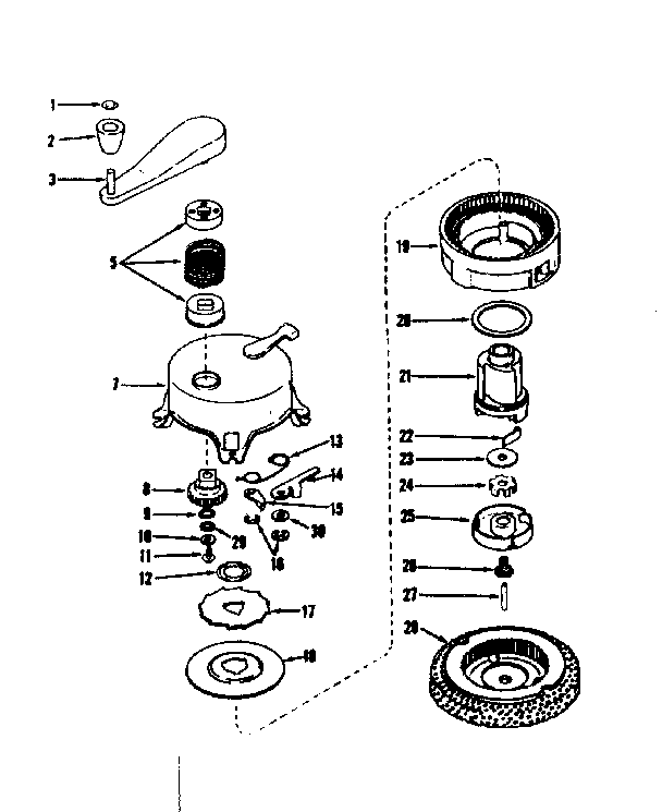 No-pull Starter No. 29711 Diagram and Parts List for 143521051  Craftsman Engine