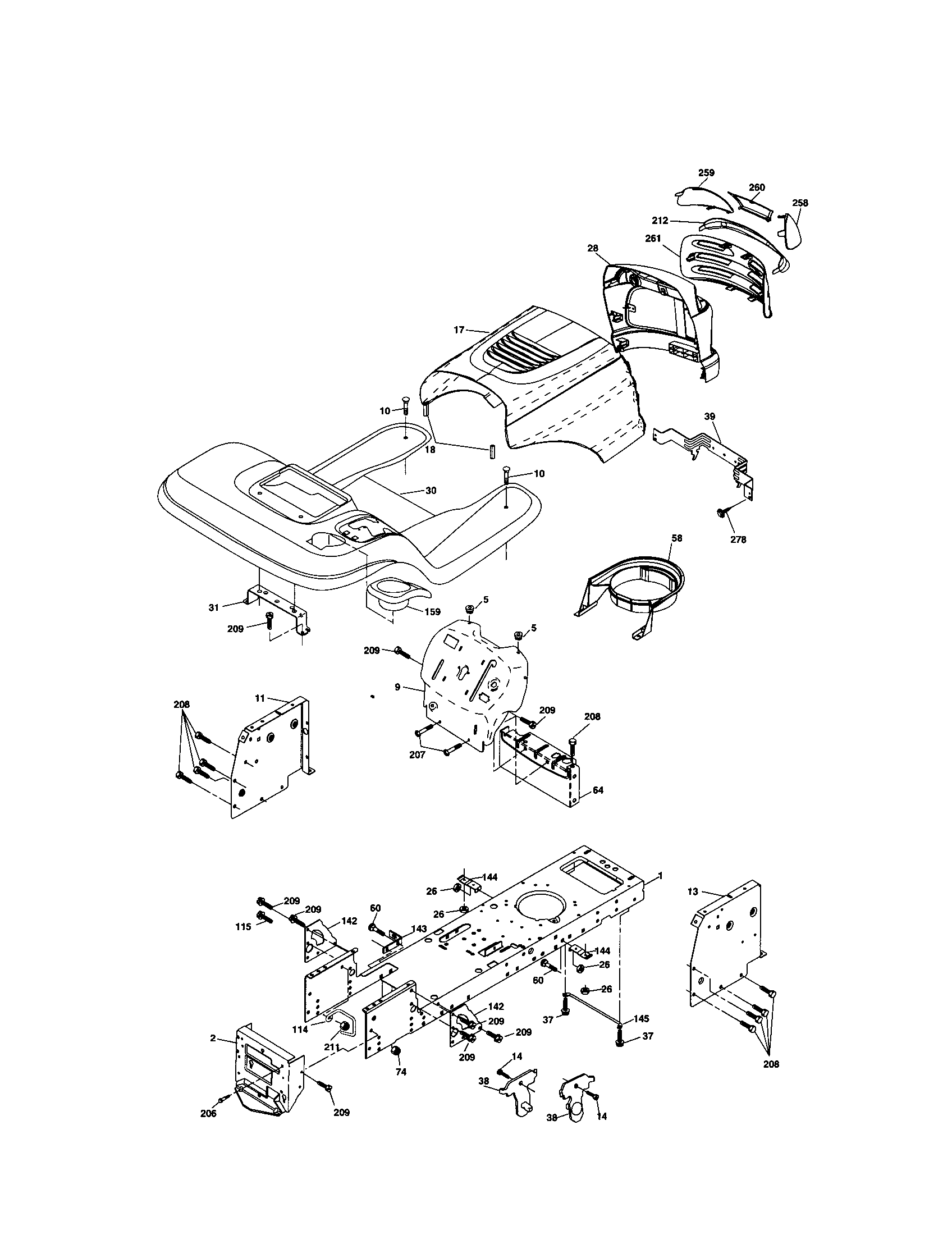 Chassis And Enclosures Diagram and Parts List for 917273170  Craftsman Lawn Tractor