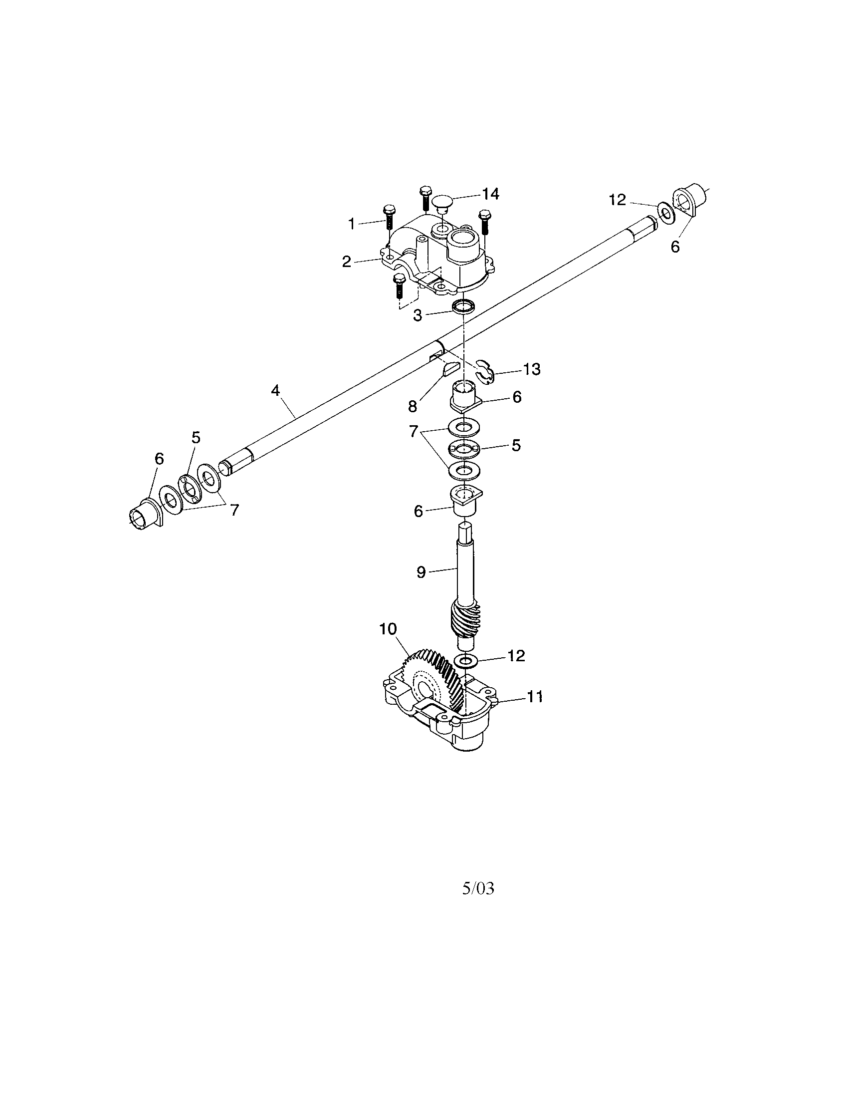 Gear Case Assembly Diagram and Parts List for 917180868  Craftsman Lawn Mower