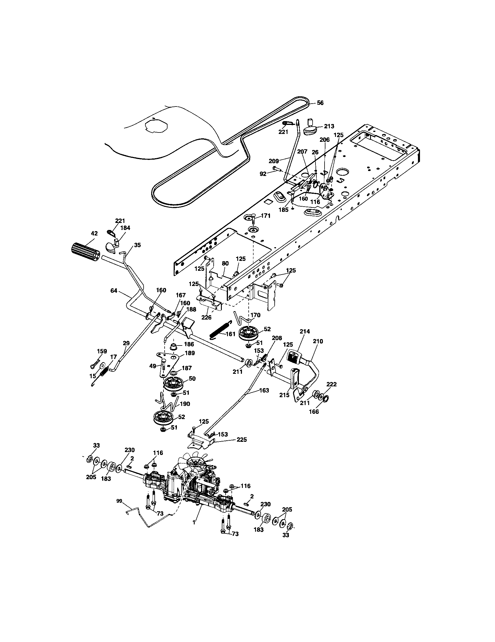 Ground Drive Diagram and Parts List for 917287241  Craftsman Lawn Tractor