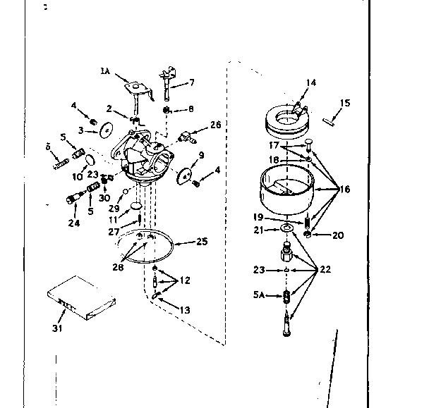 Carburetor Diagram and Parts List for 143174102  Craftsman Engine