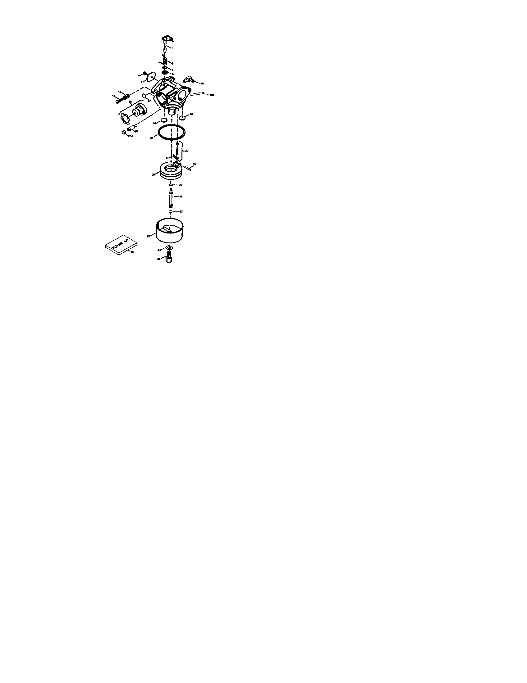 Carburetor Diagram and Parts List for 143026706  Craftsman Engine