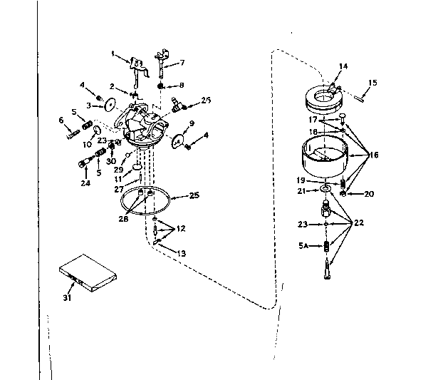 Carburetor No. 631101 Diagram and Parts List for 143175032  Craftsman Engine