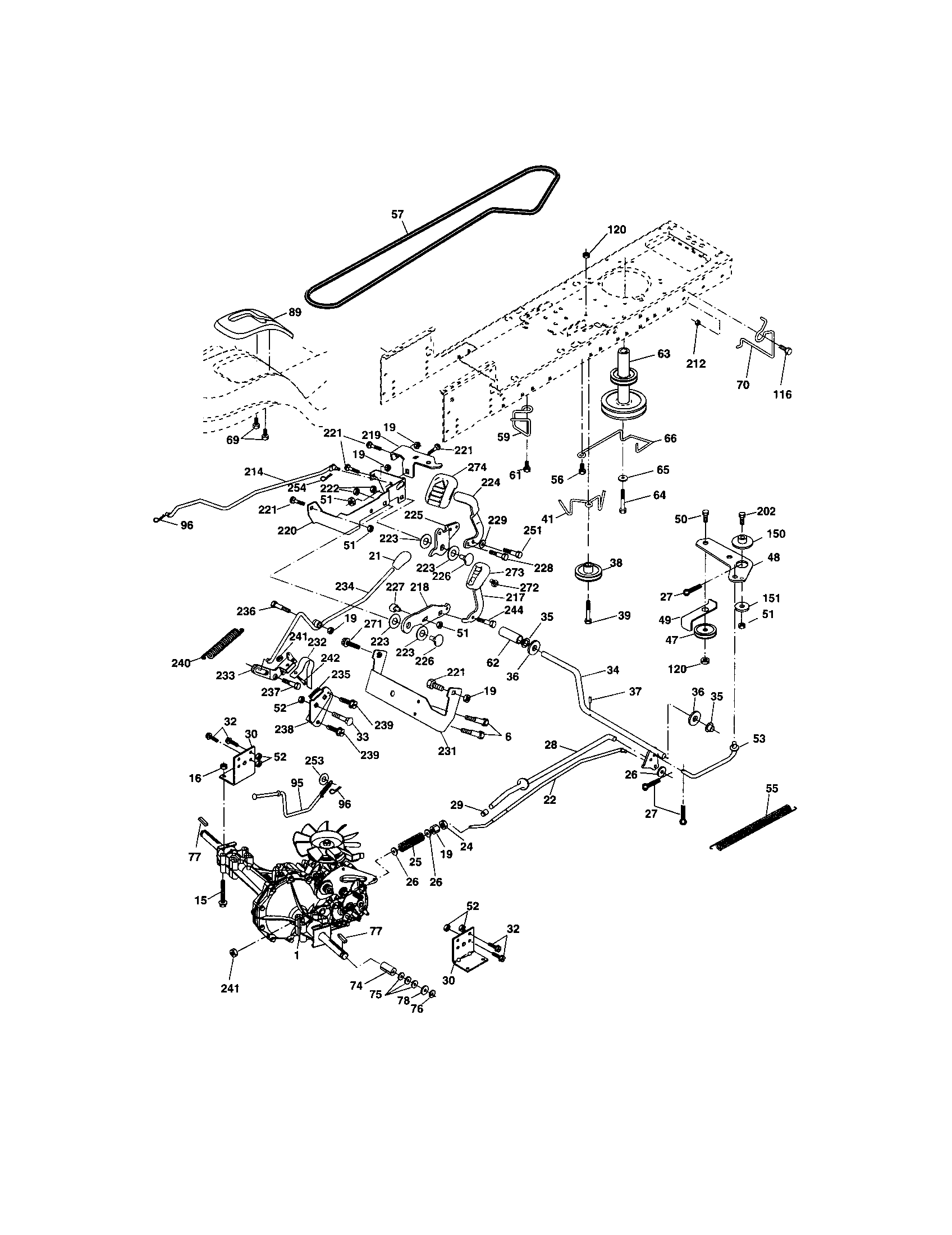 Ground Drive Diagram and Parts List for 917273505  Craftsman Lawn Tractor