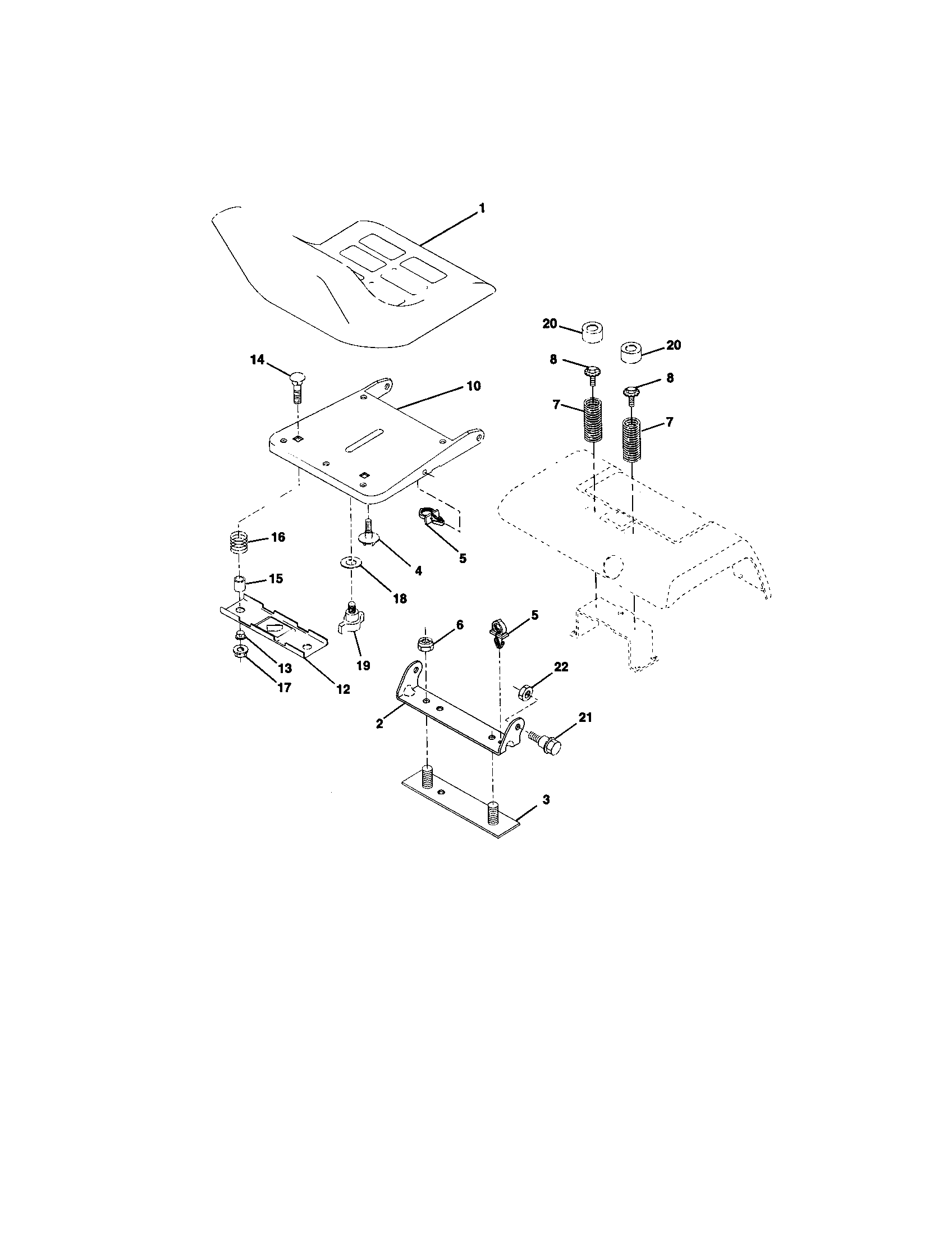 Seat Assembly Diagram and Parts List for 917275000  Craftsman Lawn Tractor