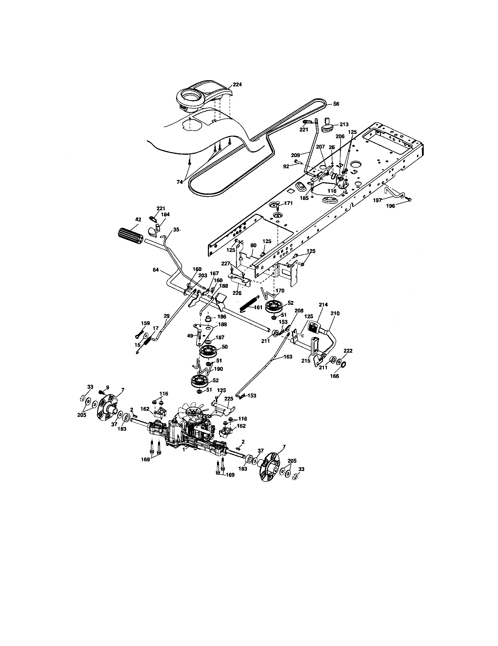Ground Drive Diagram and Parts List for 917276881  Craftsman Lawn Tractor