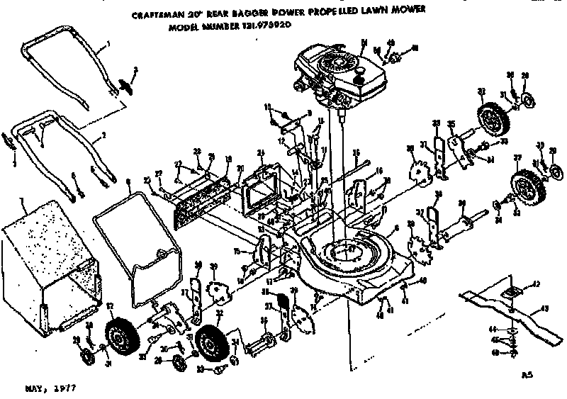 Mower Deck Diagram and Parts List for 131973920  Craftsman Lawn Mower