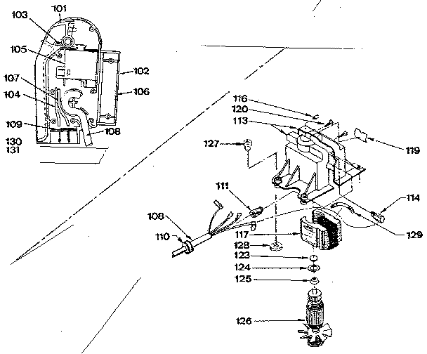 Motor & Switch Assembly No. 501694-1 Diagram and Parts List for 501694-1  Craftsman Power Motor