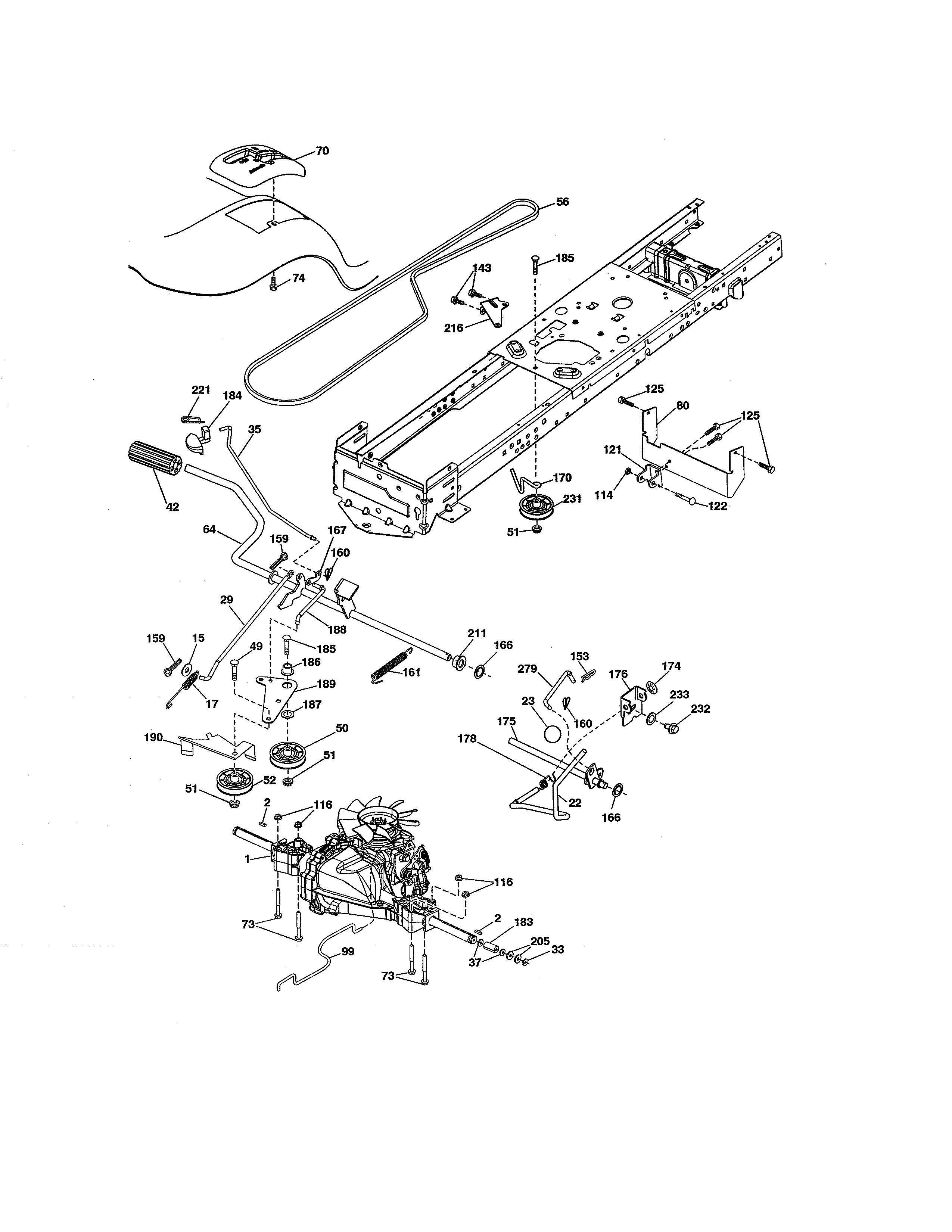 Ground Drive Diagram and Parts List for 917203824  Craftsman Lawn Tractor