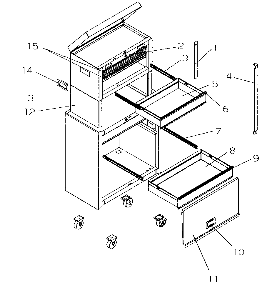 Tool Center Diagram and Parts List for 70691131511-70  Craftsman Tool Stand & Cart