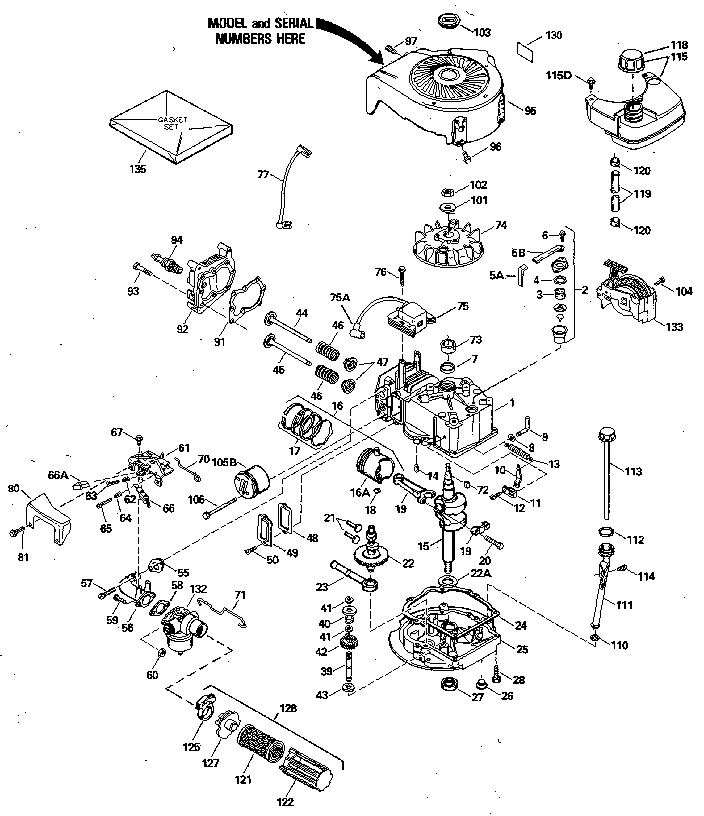 Replacement Parts Diagram and Parts List for 143394312  Craftsman Engine