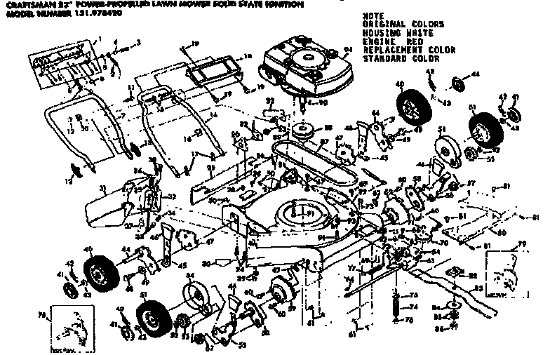Mower Deck Diagram and Parts List for 131978420  Craftsman Lawn Mower